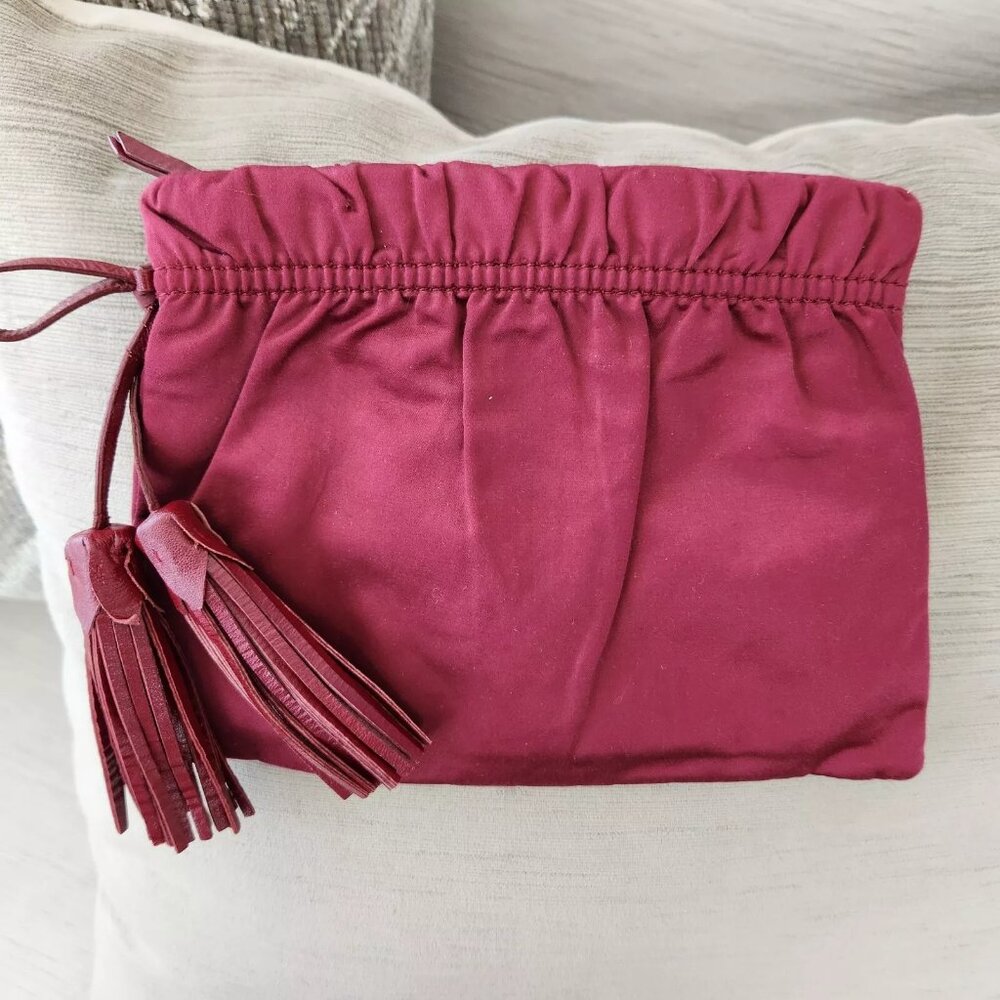 Gap burgundy tassel makeup case 6" x 8"
